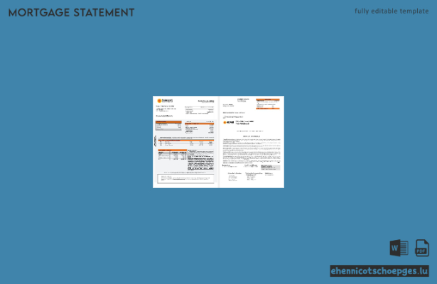 Hypothekenabrechnung der Suncoast Bank (USA) im Word- und PDF-Format (1-2 Beispielvorschau)